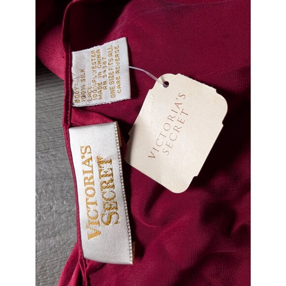 Victorias Secret Red 100% Silk Kimono Robe With Lace Trim Size S/M 100% Silk NWT - Picture 4 of 7